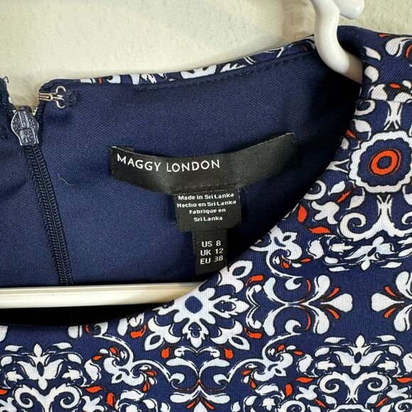 Maggie London Womens Dress Size 8‎ Shift Print Business Work Wear Lined - Picture 3 of 7